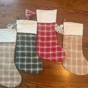 Tahari Christmas Plaid Stockings - Red, Green, Gold- for the Mantle